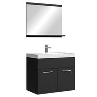 BADMÖBEL-SET Montreal 02 3 Teile Schwarz Mat - 60 x 35 x 51 cm - Chromfarben/Schwarz, Holz/Metall (60/51/35cm) - Badplaats