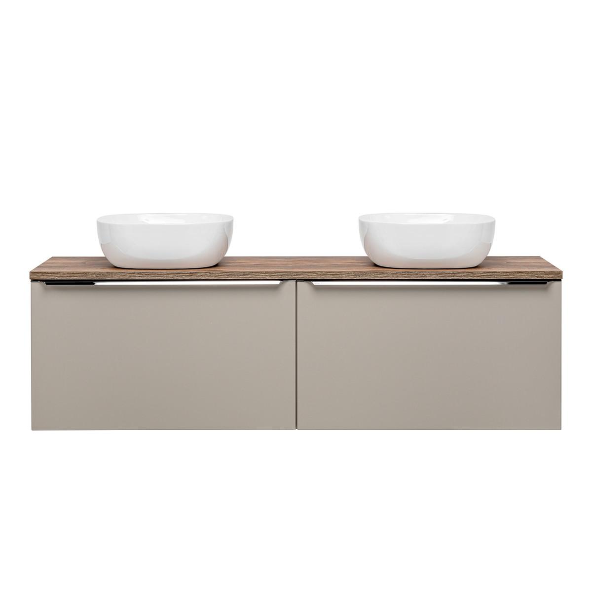 DOPPELWASCHTISCH 160cm Éros Taupe - Taupe, Holzwerkstoff (160/48/46cm) - Petits-meubles