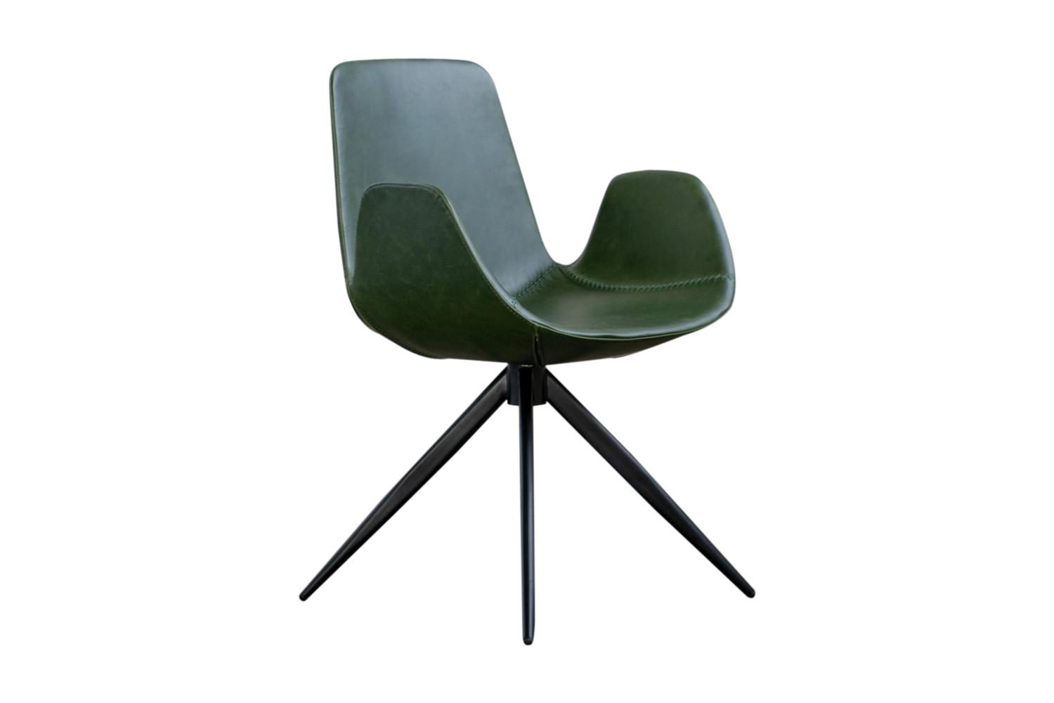 DREHSTUHL QUEN Grün Kunstleder Drehbar (180°) - Grün, Leder (55/82/55cm) - KAWOLA