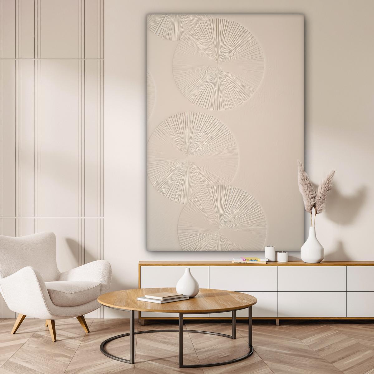 LEINWANDBILD Japandi - Beige - Modern Deko Groß 90x140 cm - Ecru, Textil (90/140cm) - MuchoWow