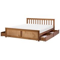 BETT mit 4 Schubladen 140/200 cm Kiefernholz Braun Olendon - Braun, Holz (140/200cm) - Beliani