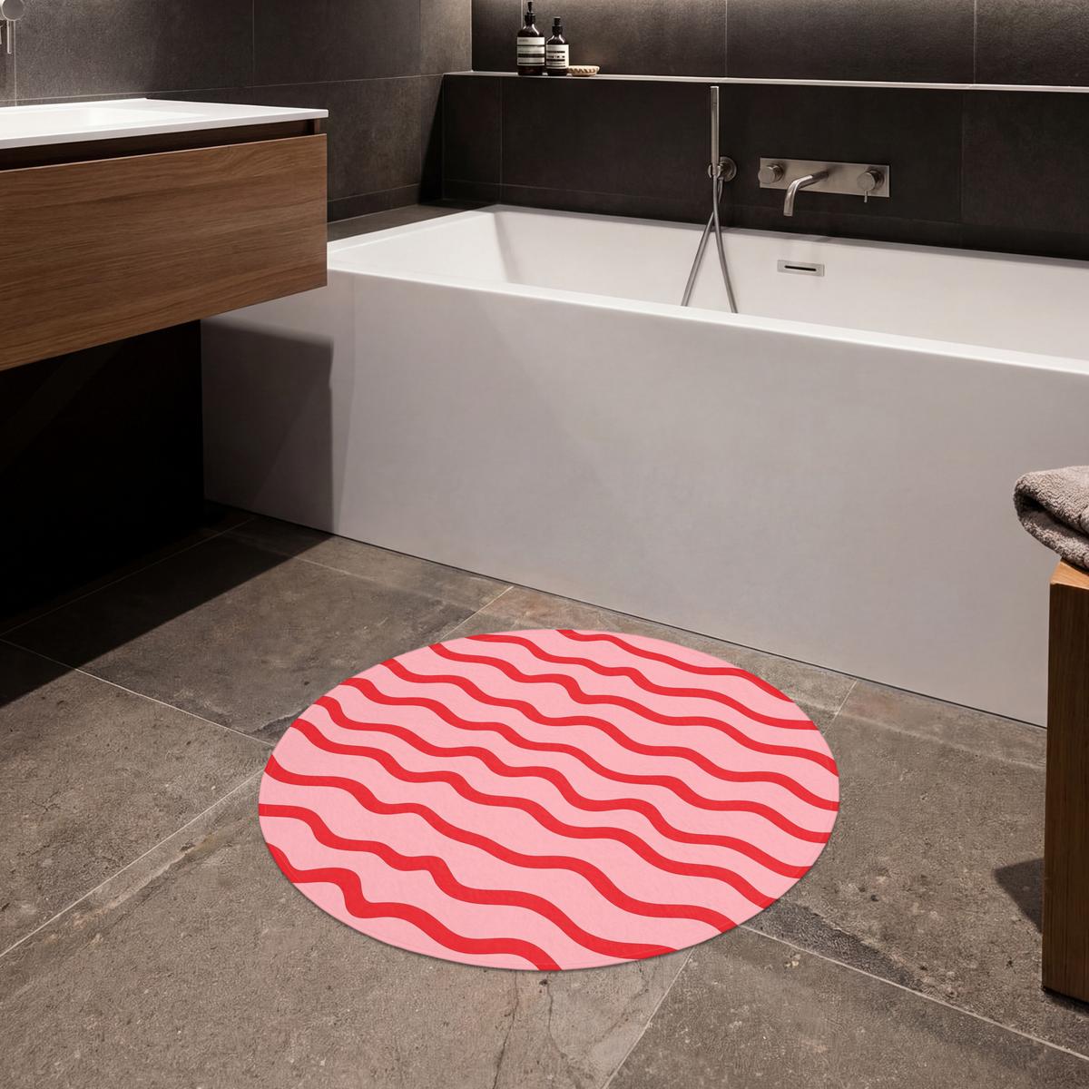 BADEMATTE Verspielt - Muster - Rot Badvorleger 70x70 cm - Rosa, Textil (70/70cm) - OnlyWow
