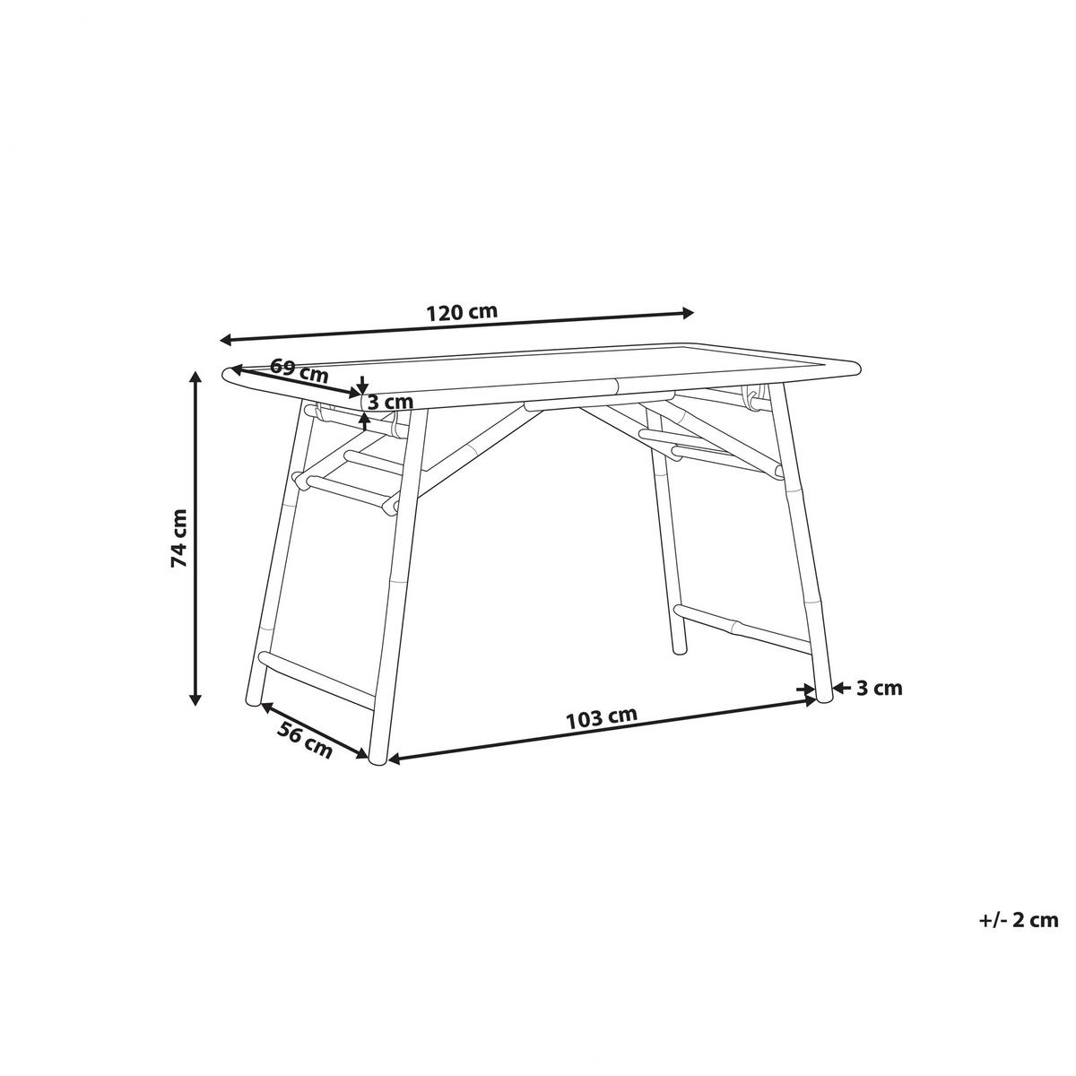 GARTENTISCH Massivholz Heller Holzfarbton Molise - Hellbraun, Holz (120/69/74cm) - Beliani