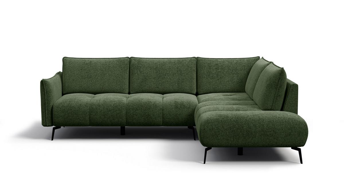 ECKSOFA AERA 5-Sitzer rechts, dunkelgrün - Dunkelgrün/Schwarz, Holz/Textil (268/206cm) - Wozimo