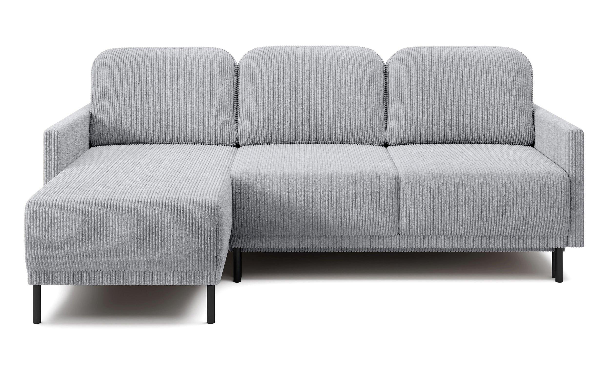 ECKSOFA Hamiel Hellgrau Cordbezug - Hellgrau/Schwarz, Holz/Textil (212/142cm) - Selsey