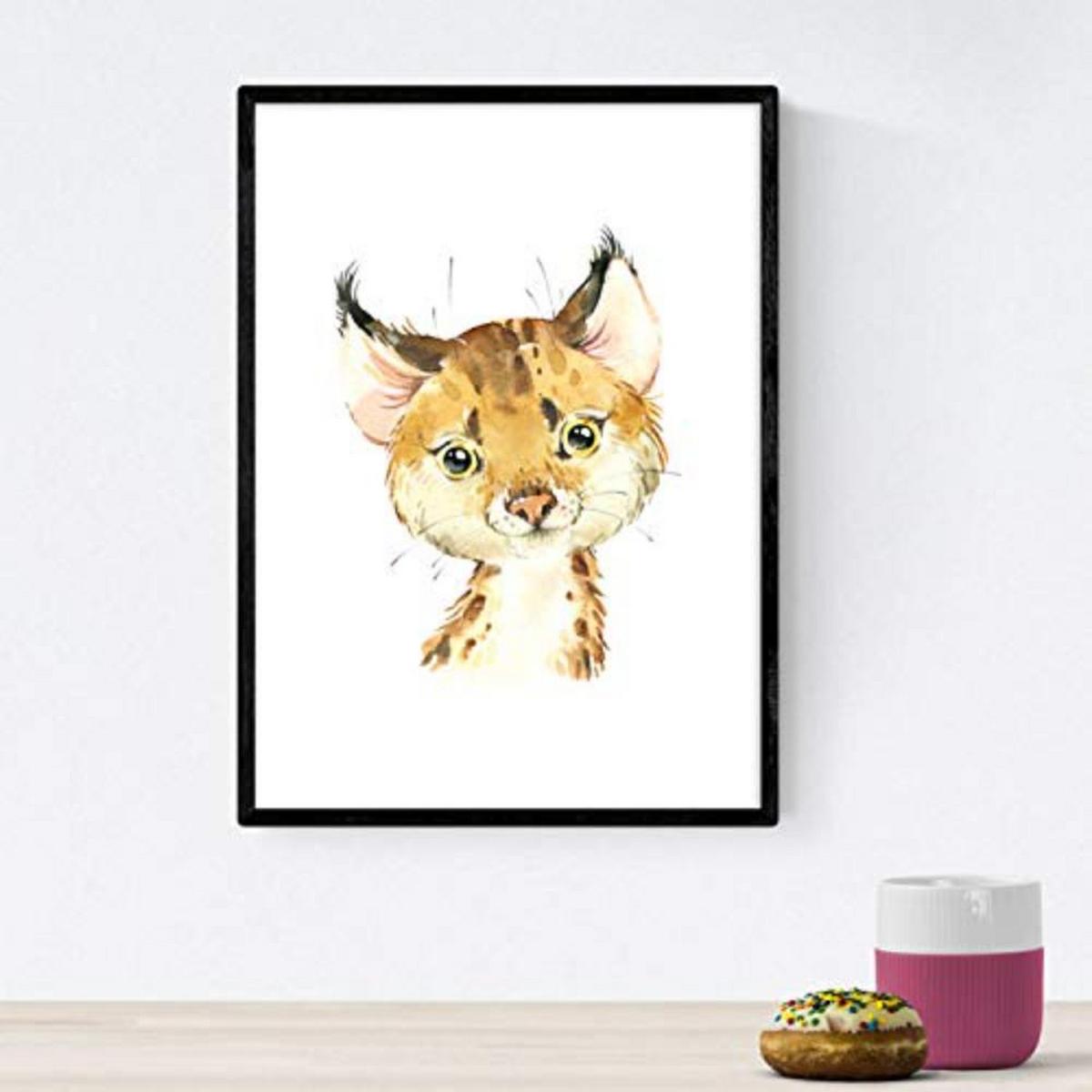 POSTER Set mit 4 Waschbär Fuchs Esel und Leopard A3 Rahmenlos - Klar, Papier (29.7/3cm) - Nacnic