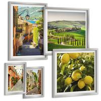 BILDER SET 5er Set - 50x50 cm & 20x30 cm & 40x60 cm Silberner Rahmen - Zitat über New Yorker Landschaften - Silberfarben, Kunststoff (40/60cm) - TULUP
