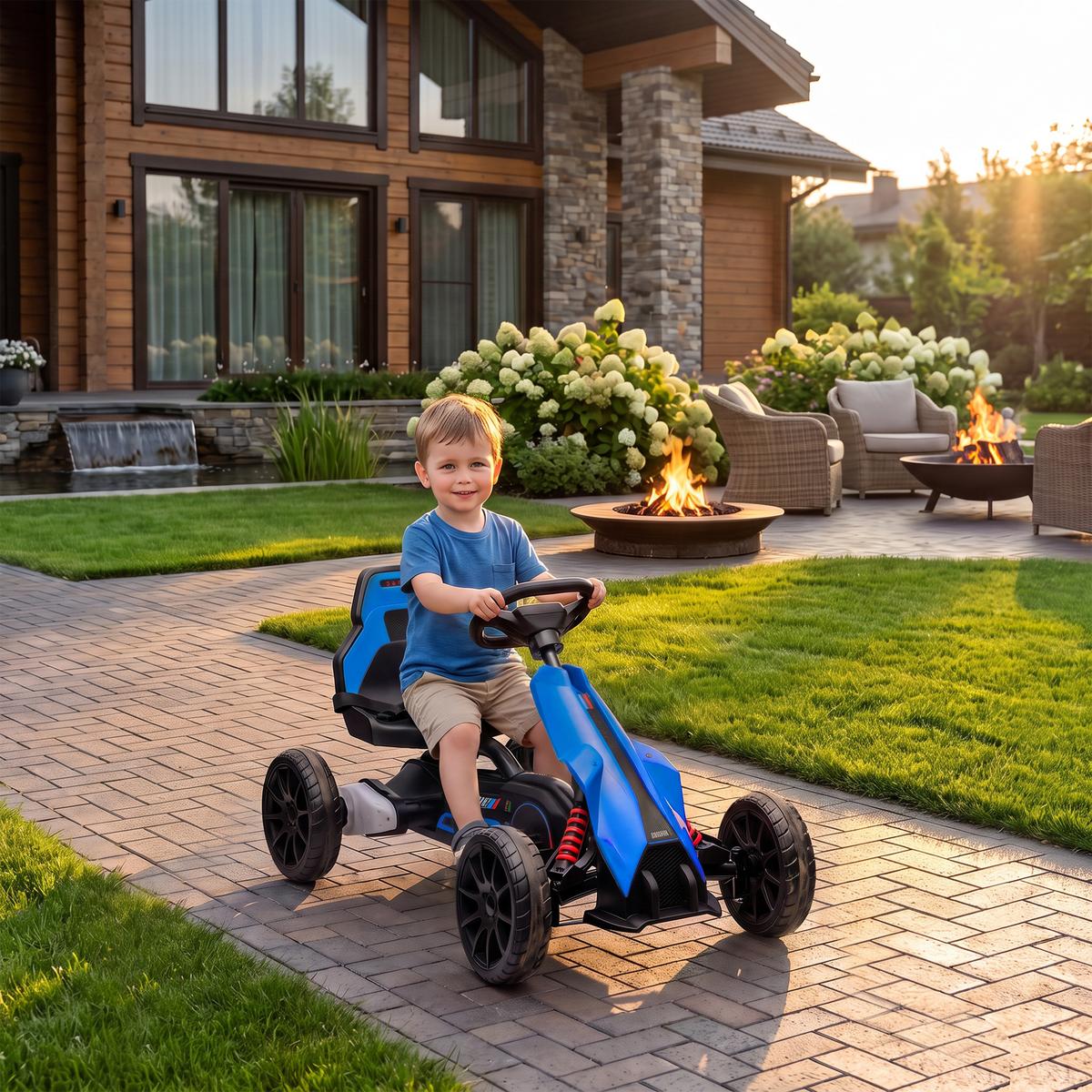 KINDER-ELEKTRO-GOKART Kunststoff Metall Blau - Blau, Kunststoff (100/58/58.5cm) - HOMCOM