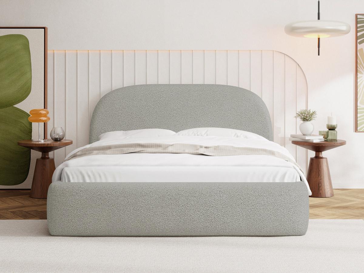 POLSTERBETT Puro mit Bettkasten, Hellgrau Boucle 140 x 200 cm – mit Metall-Lattenrost - Birkefarben/Hellgrau, Holzwerkstoff/Kunststoff (140/200cm) - WFL GROUP