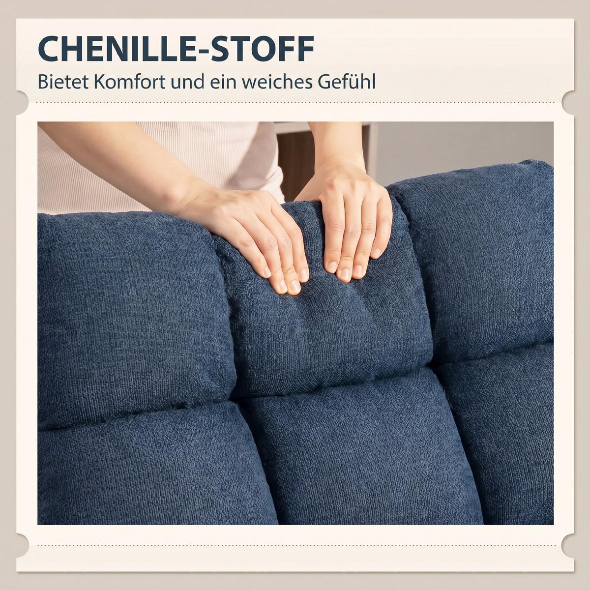SESSEL Polyester Dunkelblau - Schwarz/Dunkelblau, Textil/Metall (75/90/95cm) - HOMCOM