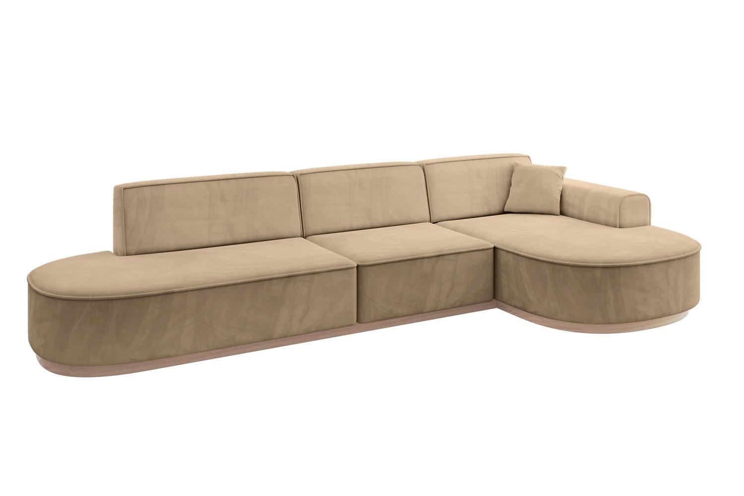 ECKSOFA Ottomane Rechts MARI-L2-v1 - 328x171x83 cm Taupe Velours - Taupe, Holzwerkstoff/Textil (171/328cm) - ALTDECOR