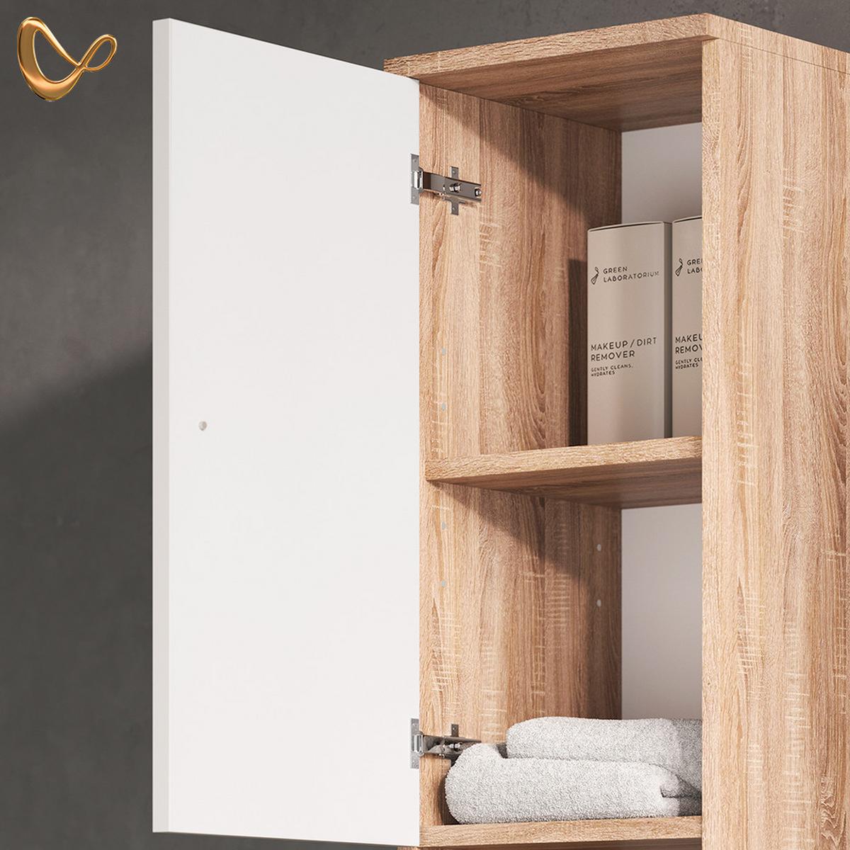 BADSCHRANK Fucino Sonoma 30 x 190 cm - Sonoma Eiche, Holzwerkstoff (30/190/30cm) - Livinity®