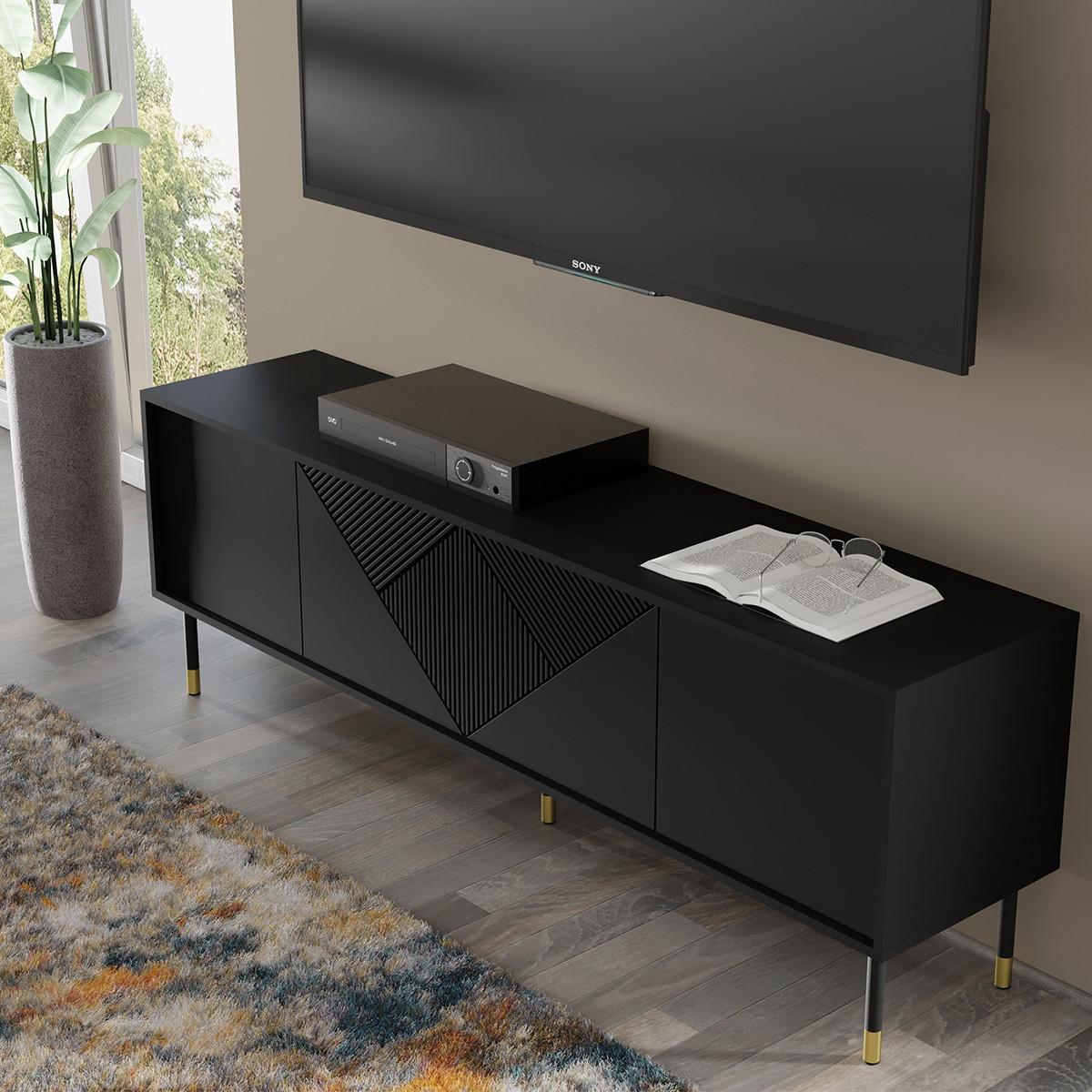 TV-MÖBEL Aglaé Schwarz - Schwarz, Holzwerkstoff (180/61/40cm) - Petits-meubles