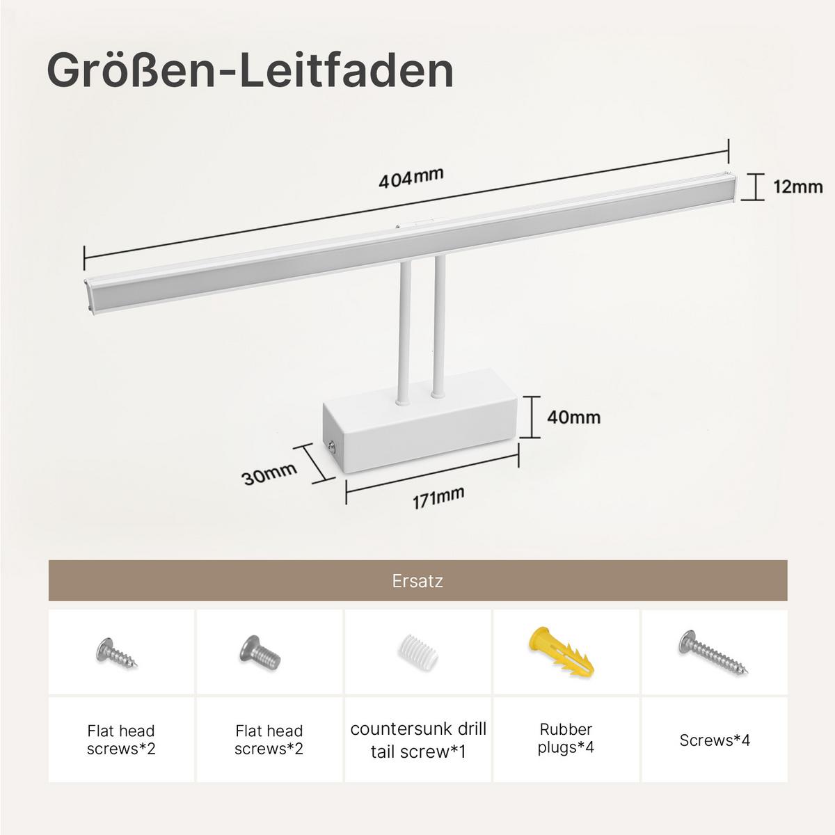 SPIEGELLEUCHTE LED Weiß 4200K Schwarz 40,4/17,1/4 cm - Weiß, Kunststoff (17/40/4cm) - EMKE