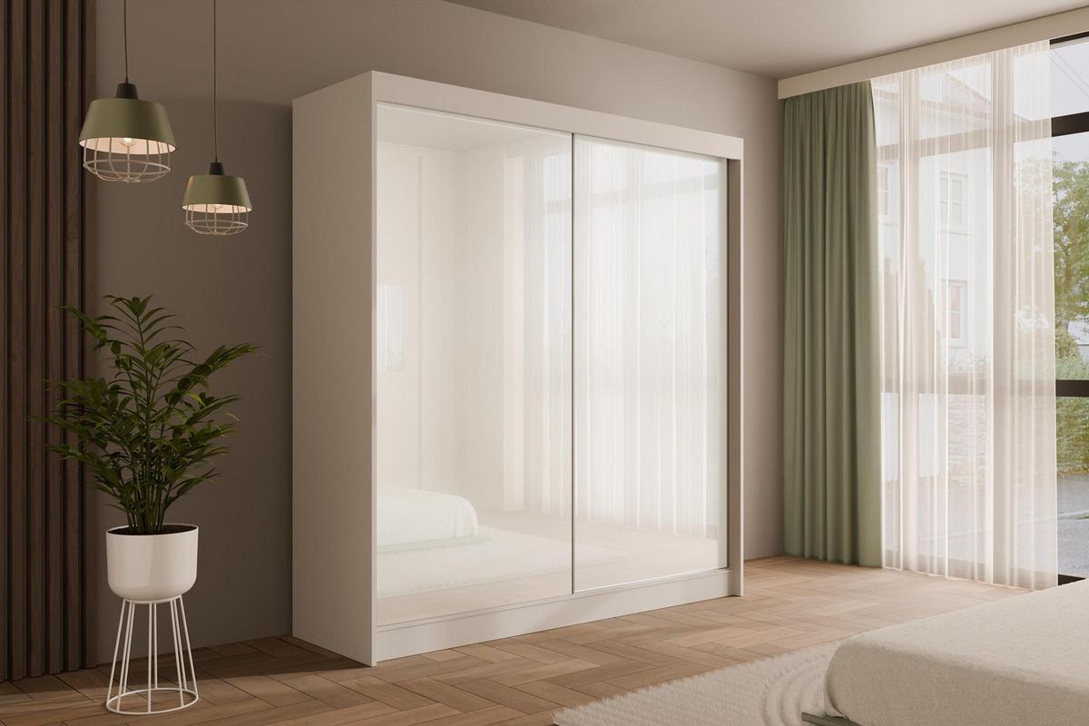 KLEIDERSCHRANK PEKA - 200 cm - Weiß - Weiß, Holzwerkstoff (200/215/61cm) - ALTDECOR