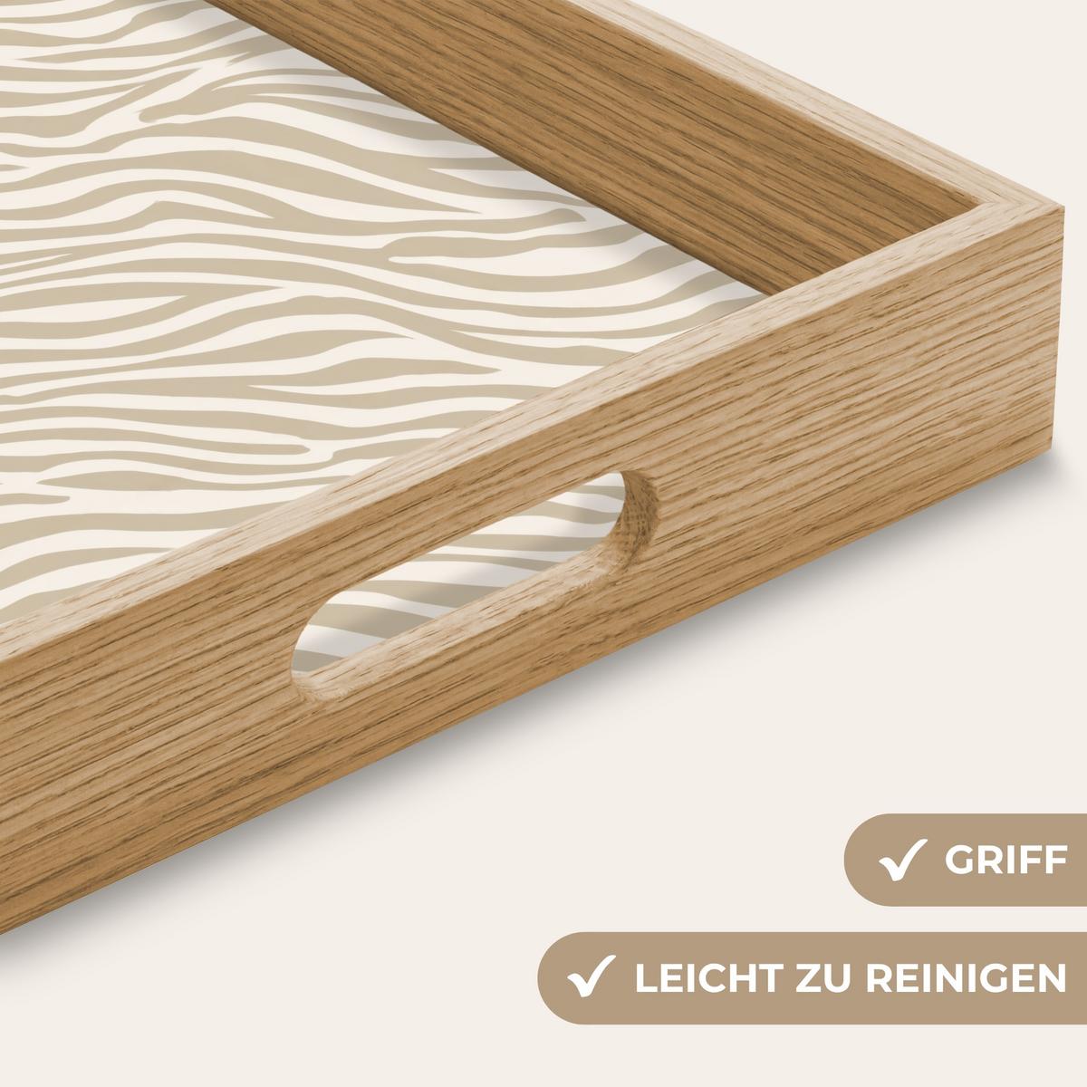 TABLETT Zebra - Muster - Beige 40x30 cm - Beige, Holz (40/5/5cm) - OnlyWow