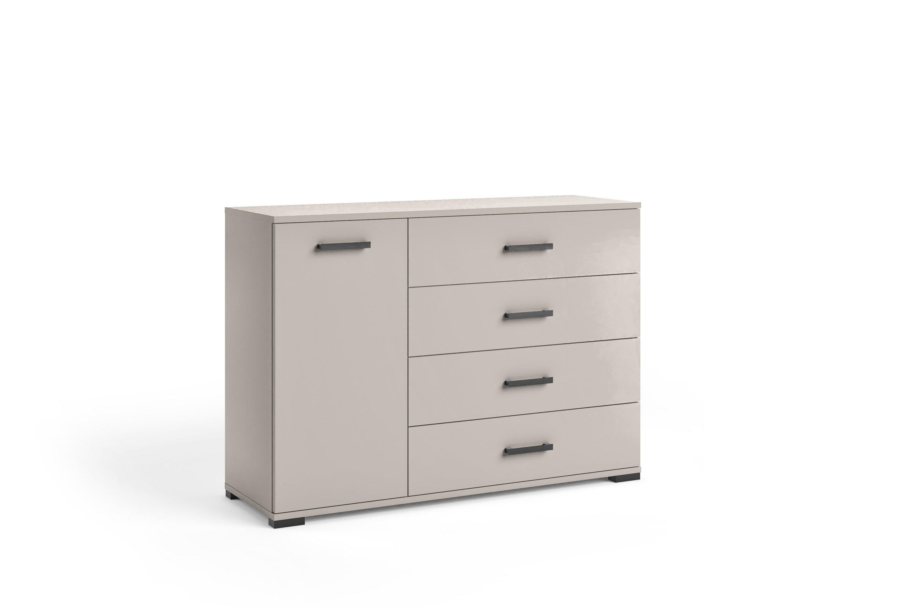 KOMMODE ALBANO 120/83/40cm mit 4 Schubladen 1 Türen Kaschmir - Kaschmir, Holzwerkstoff (120/83/40cm) - MASSENO