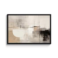 POSTER MIT RAHMENGERAHMTES BILD Abstrakt - Kunst - Grau 90x60 cm - Hellgrau, Papier (90/60cm) - MuchoWow