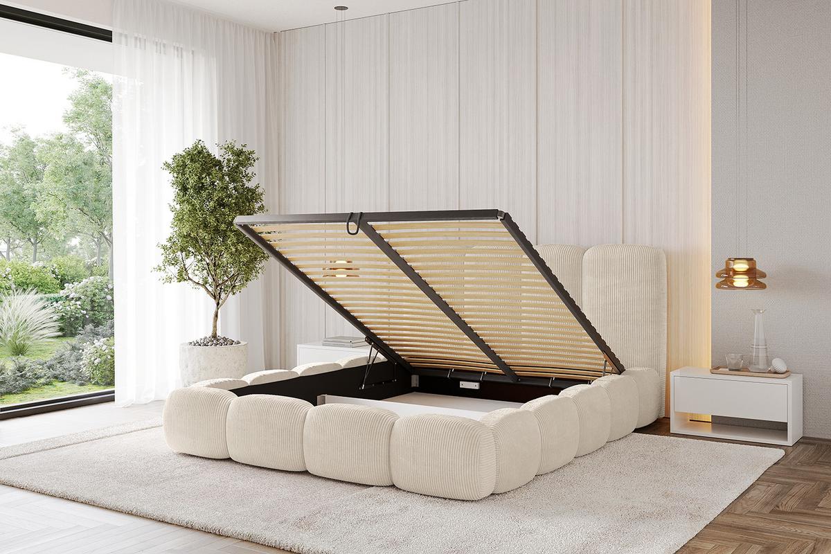 POLSTERBETT mit Bettkasten und Lattenrost, Boxbett ohne Matratze - KALA 140x200 Beige - Creme, Holzwerkstoff/Textil (140/200cm) - ALTDECOR