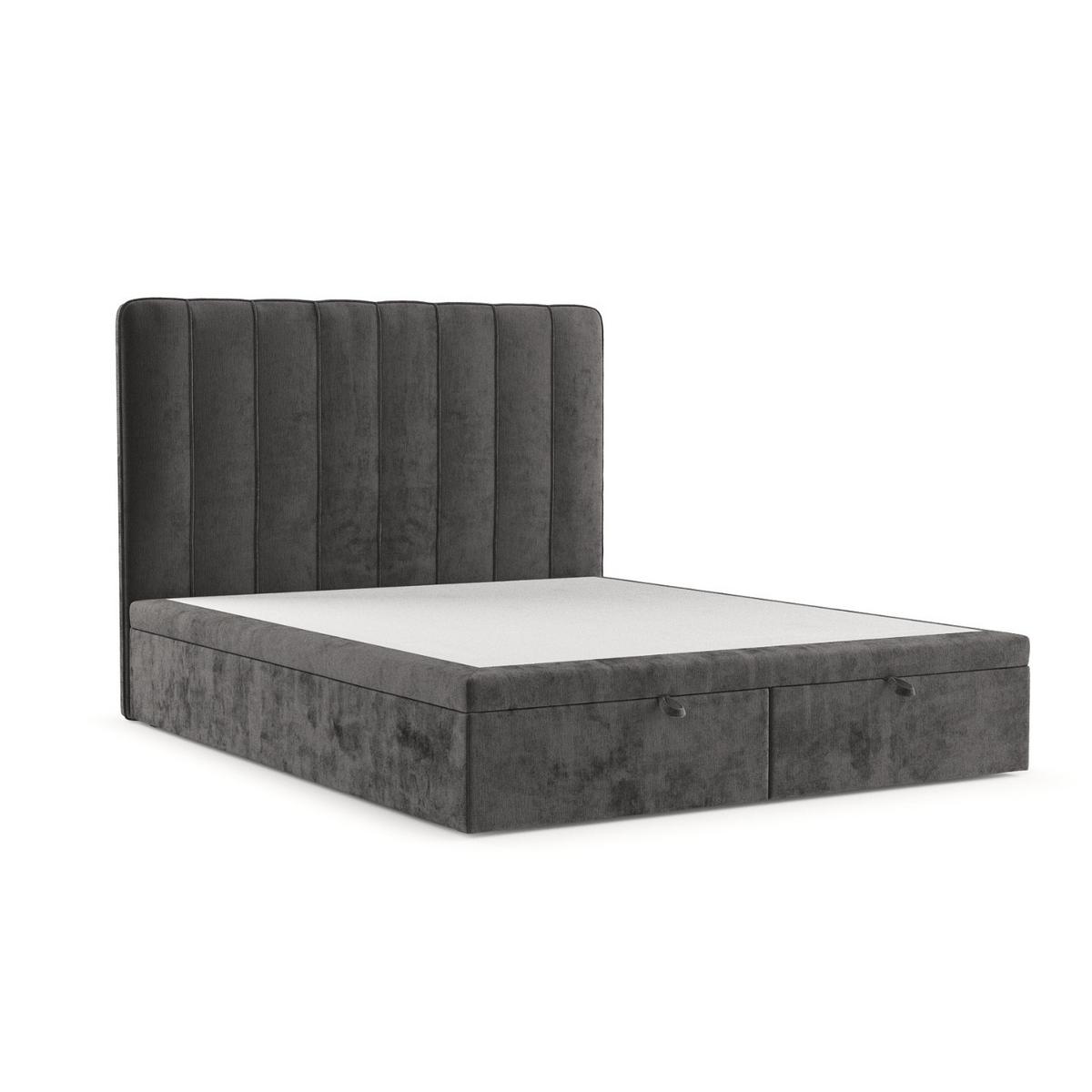 POLSTERBETT Vienna mit Stauraum 200/200 cm Stahl im Lotta Stoff - Graphitfarben/Schwarz, Holz/Holzwerkstoff (200/200cm) - AltaBeds