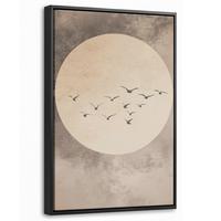 LEINWAND Bilder mit Rahmen - Vogel - Beige - Japanisch - 40x60 - Taupe, Textil (40/60cm) - MuchoWow