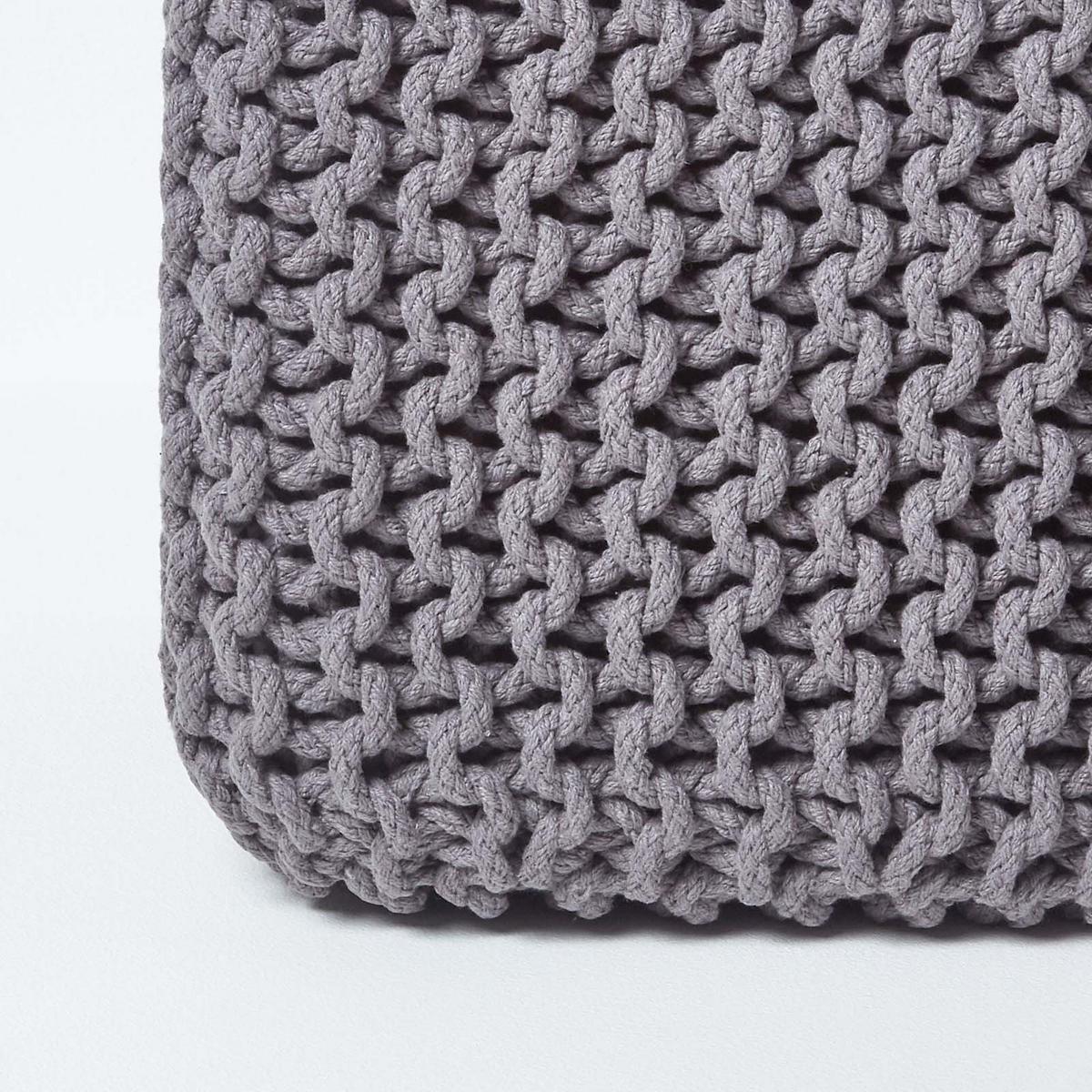STRICK-POUF grau, Sitzwürfel 35/35/35 cm - Grau, Textil (35/35/35cm) - Homescapes
