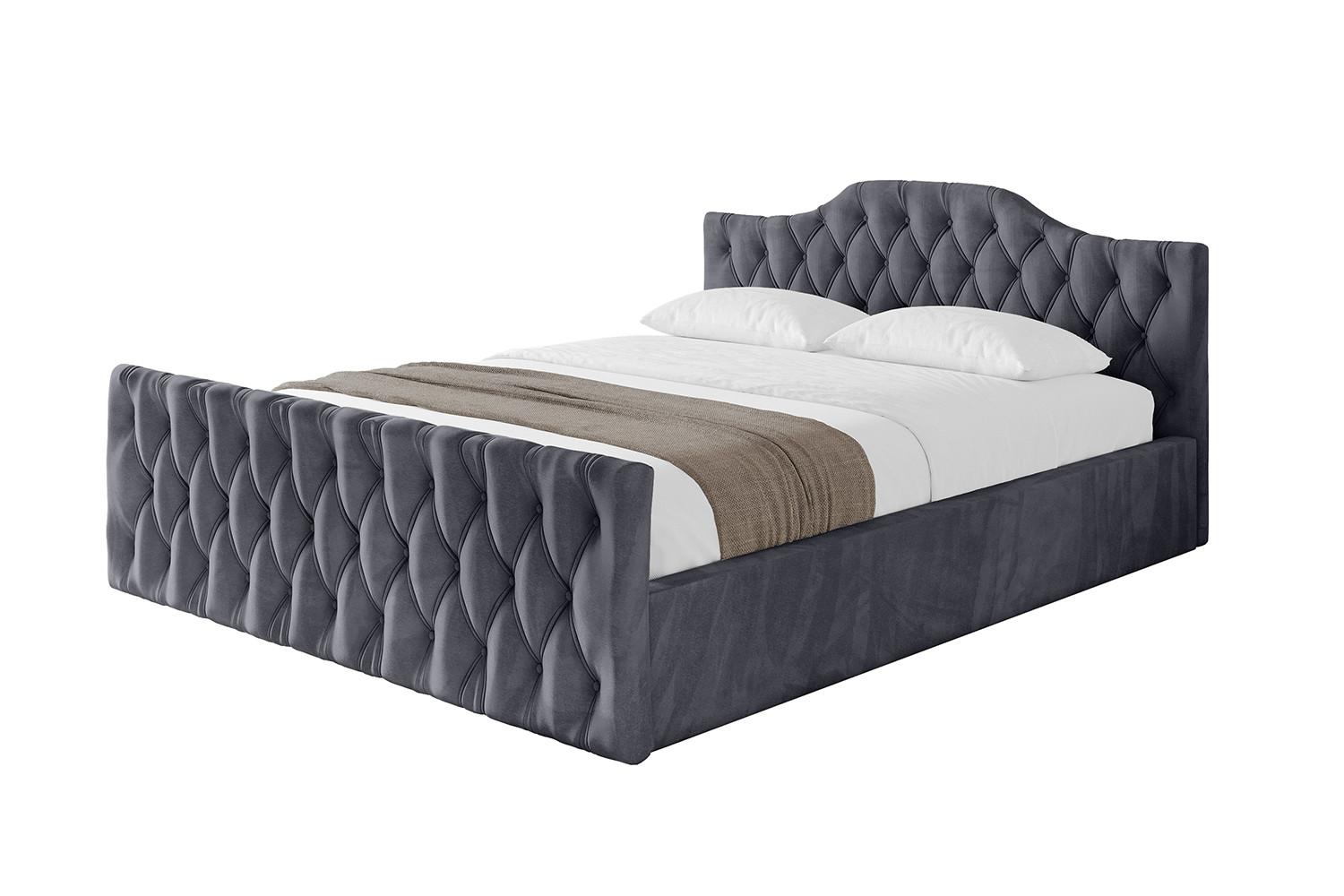 POLSTERBETT mit Bettkasten, Fußteil und Lattenrost, Boxbett ohne Matratze - FALIO-Z-V1 120x200 Dunkelgrau - Dunkelgrau, Holzwerkstoff/Textil (120/200cm) - ALTDECOR