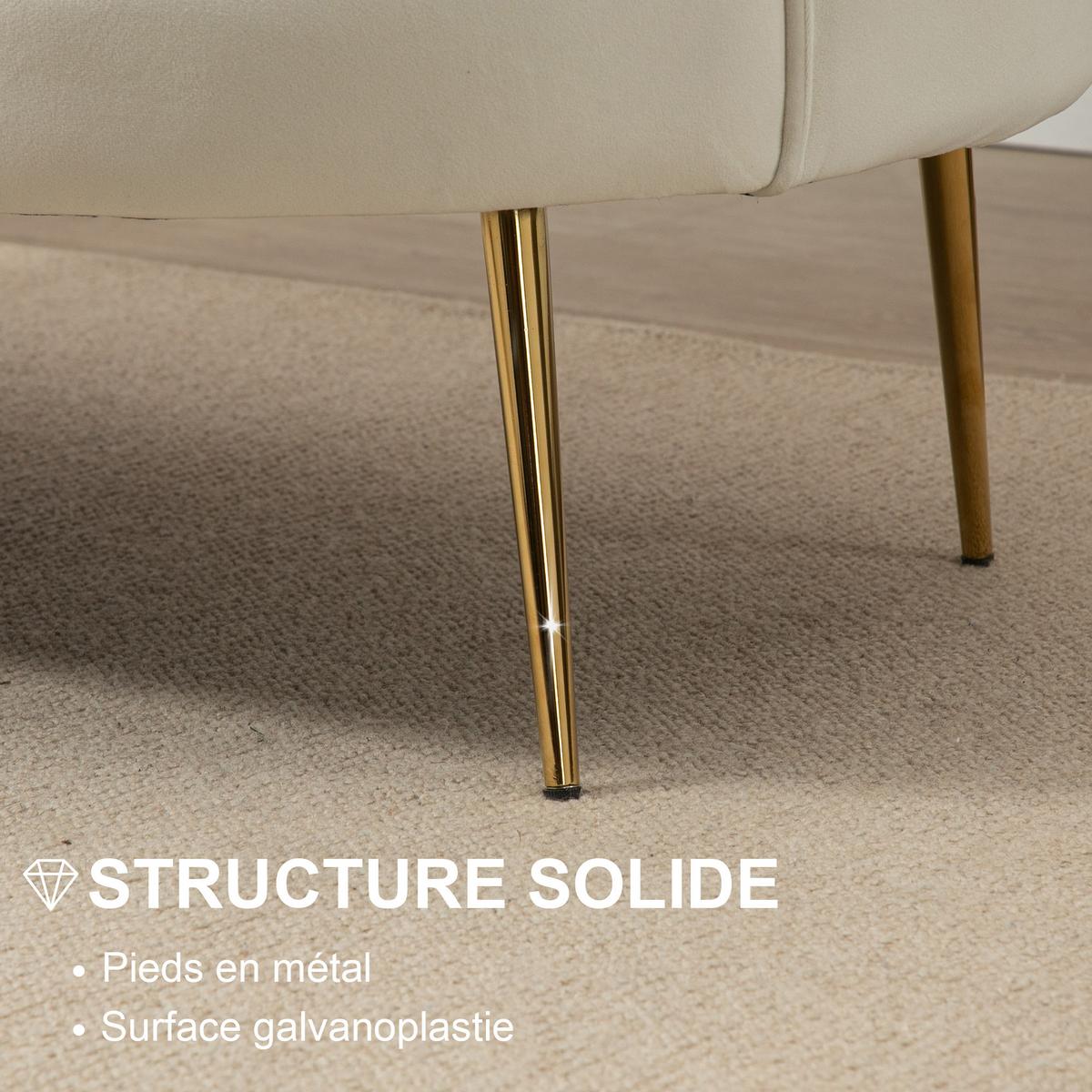 SOFA Wyndrin 130/77/77cm - Creme, Kunststoff (77/77/130cm) - ZMH