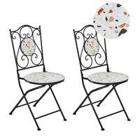 GARTENSTUHL 2er-Set Terrazzo Weiß Artena - Schwarz/Weiß, Metall (39/87/47cm) - Beliani