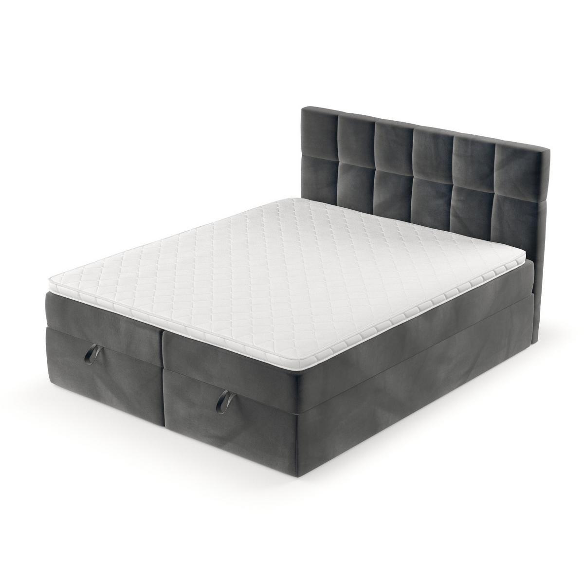 BOXBETT Savio 140/200 cm Anthrazit im Paros Stoff - Anthrazit/Schwarz, Holz/Holzwerkstoff (140/200cm) - AltaBeds
