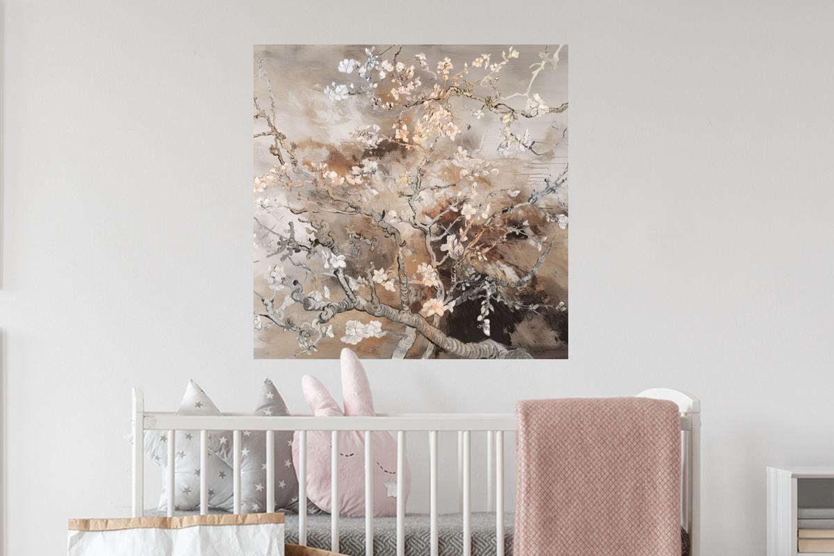 WANDTATTOO Mandelblüte - Kunst - Van Gogh - Beige - Abstrakt Wanddeko 50x50 cm - Braun, Kunststoff (50/50cm) - MuchoWow