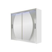 KLEIDERSCHRANK London IV, mit RGB LED Beleuchtung - Silberfarben/Weiß, Holzwerkstoff/Kunststoff (180/215/58cm) - MIRJAN24
