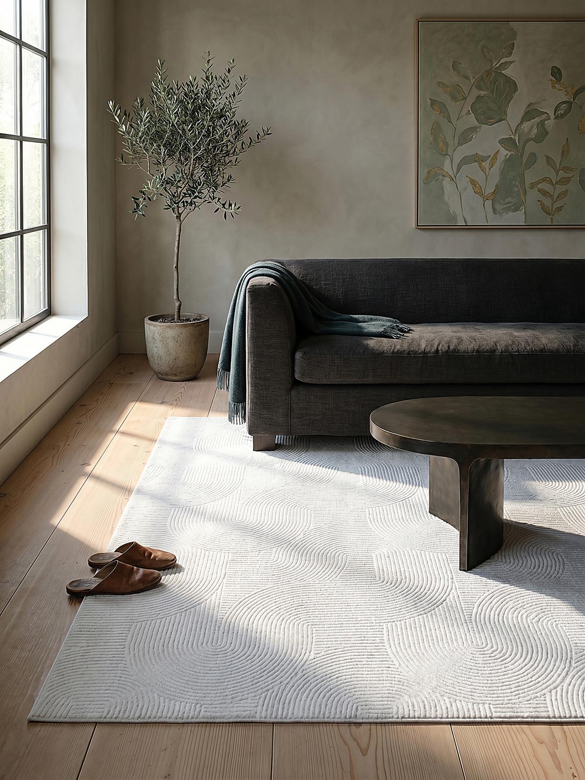 KURZFLORTEPPICH Antirutsch Geometrisch DALAR Polypropylen Weiß 140 x 200 cm - Weiß, Textil (140/200cm) - KADIMA DESIGN
