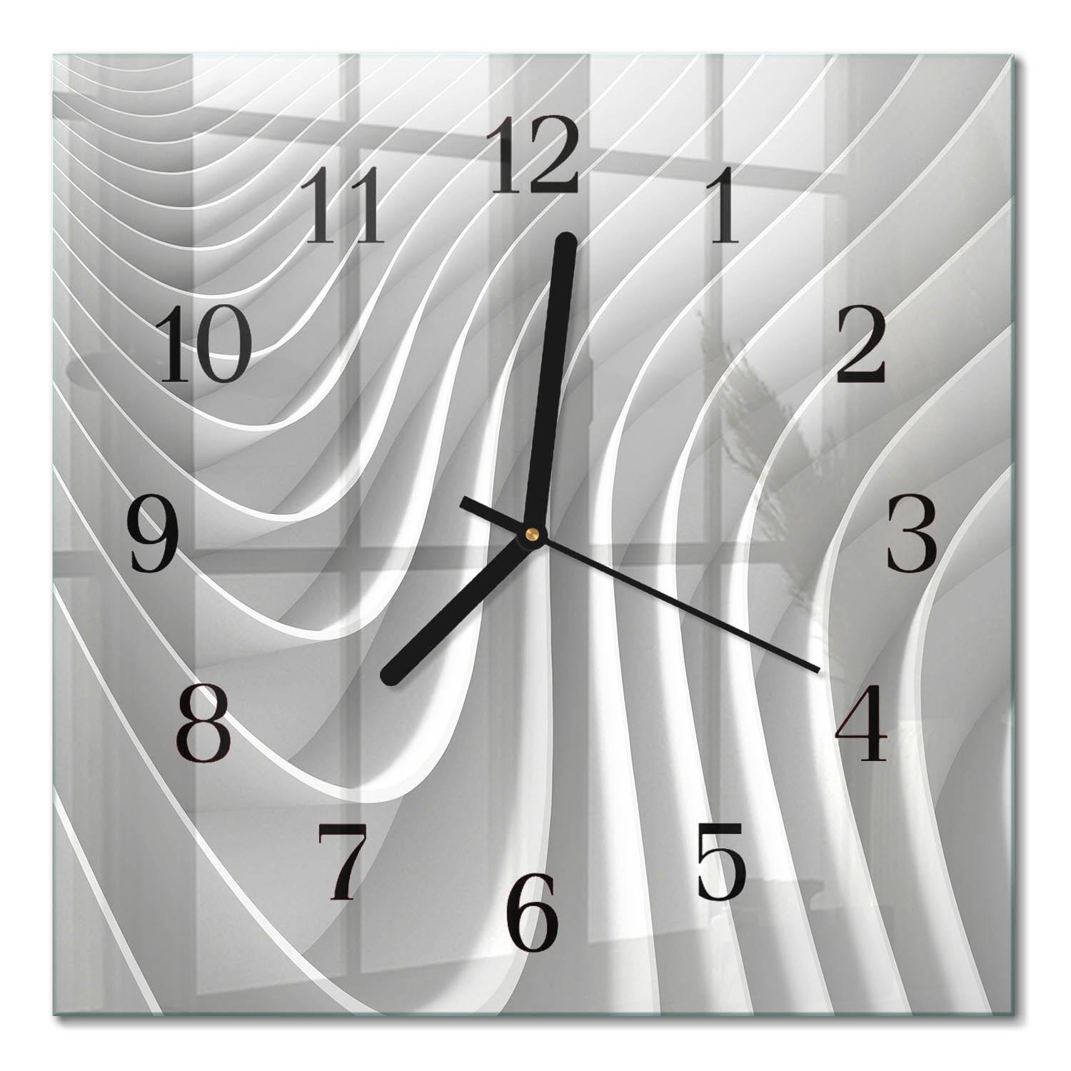 WANDUHR aus Glas 30x30 cm - Abstraktion - Grau, Glas (30/30/0.4cm) - TULUP
