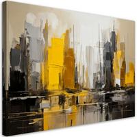 LEINWANDBILD Abstraktion 100x70cm - Gelb, Textil (100/70cm) - Feeby
