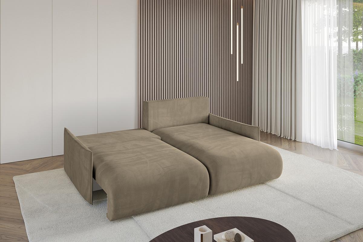 ECKSOFA Ottomane rechts ONESK-L-v1 216x177x72 Braun Velours - Braun, Holzwerkstoff/Kunststoff (177/216cm) - ALTDECOR