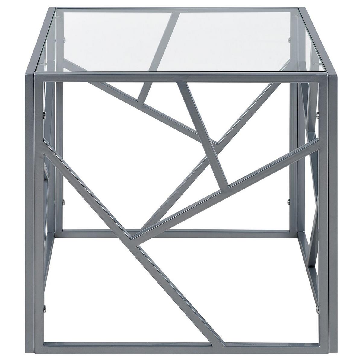 BEISTELLTISCH Glas silber quadratisch 50/50 cm Orland - Silberfarben, Glas (50/50/50cm) - Beliani