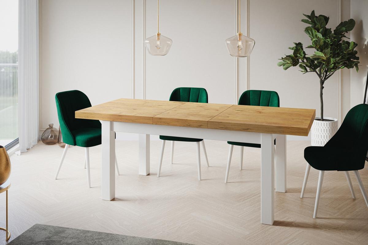 RECHTECKIGER Esstisch Ausziehbar – Moderner Wohnzimmertisch Küchentisch und Esszimmertisch – Tisch mit Holzbeinen, Maßen von 170 – 250 cm – Lancelot - Beige/Weiß, Holzwerkstoff (170/90/78cm) - Alpi-Möbel