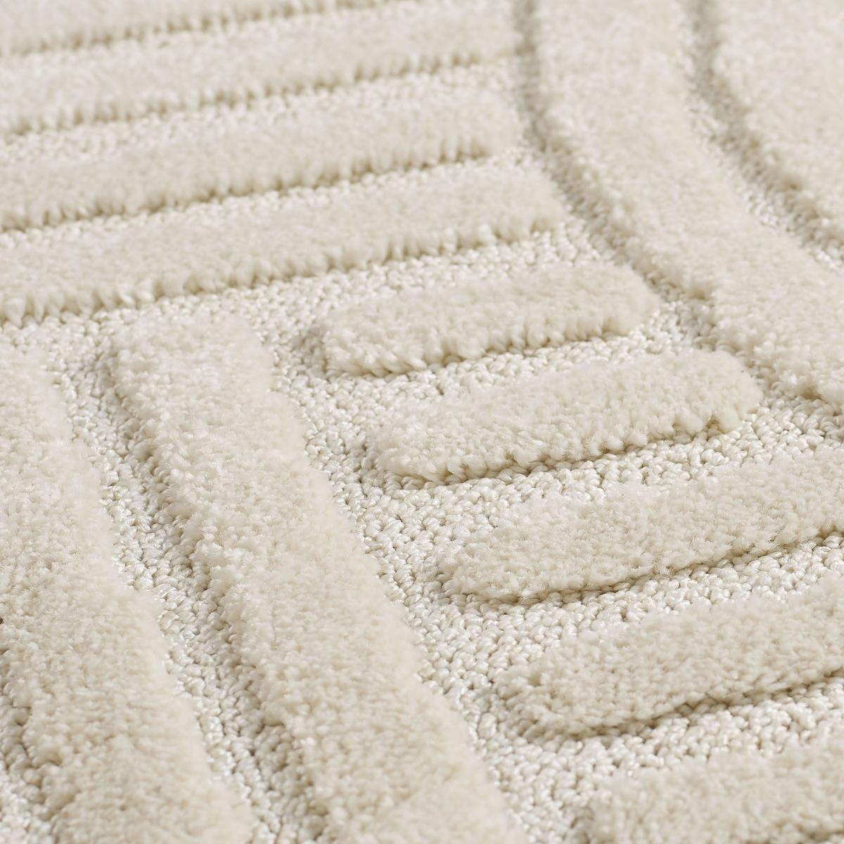 HOCHFLORTEPPICH RIGI, im Skandi-Boho-Stil, Creme, Ø 120 cm - Beige, Textil (120/120cm) - KADIMA DESIGN