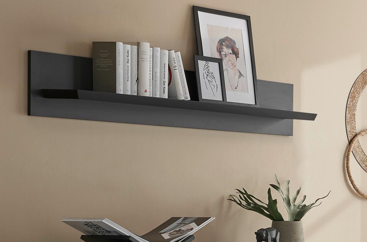 WANDBOARD schwarz matt, Wandregal 140 cm - Schwarz, Holzwerkstoff/Metall (140/45/22cm) - Furn.Design