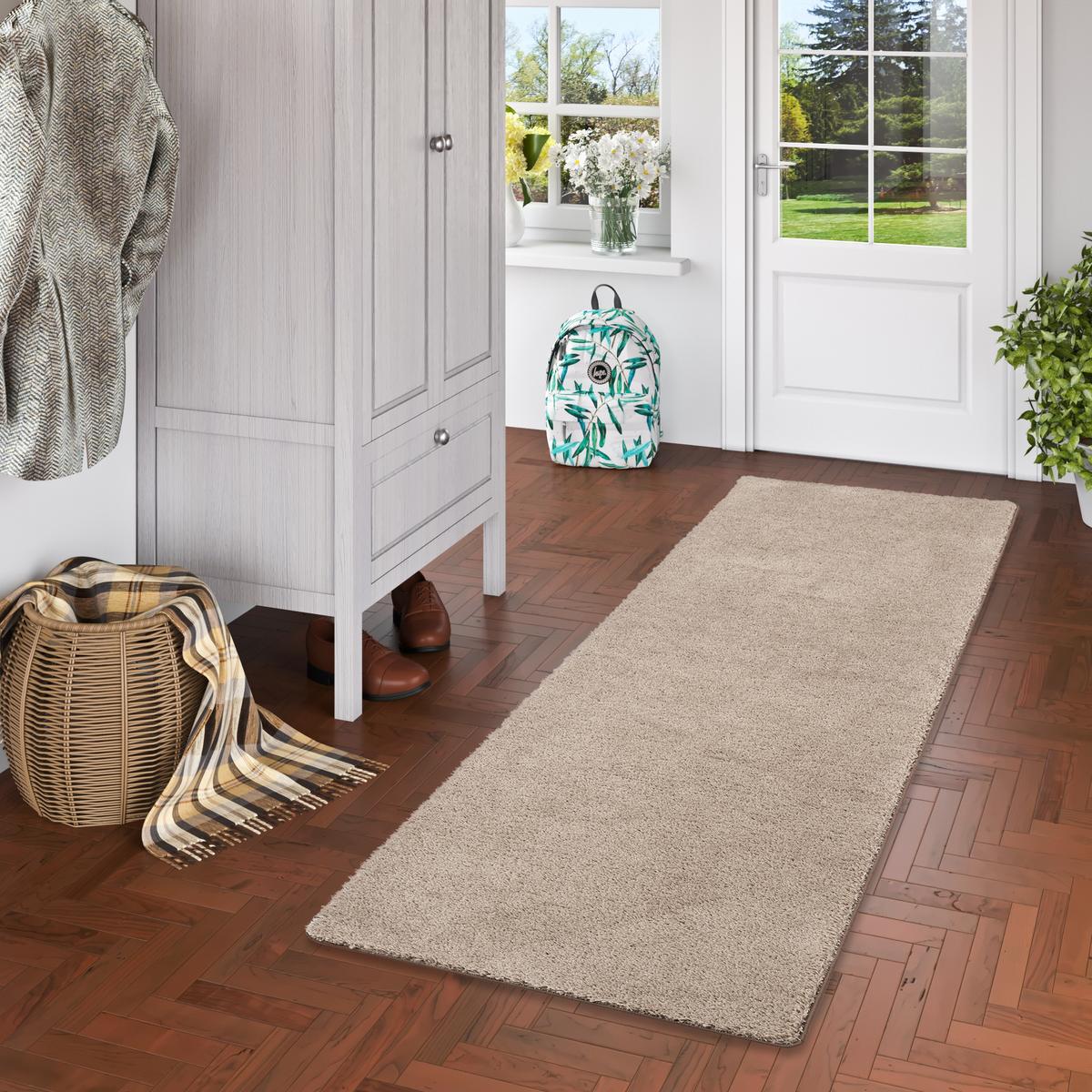 HOCHFLOR SHAGGY LÄUFER TEPPICH PALACE - Taupe, Textil (80/160cm) - Snapstyle