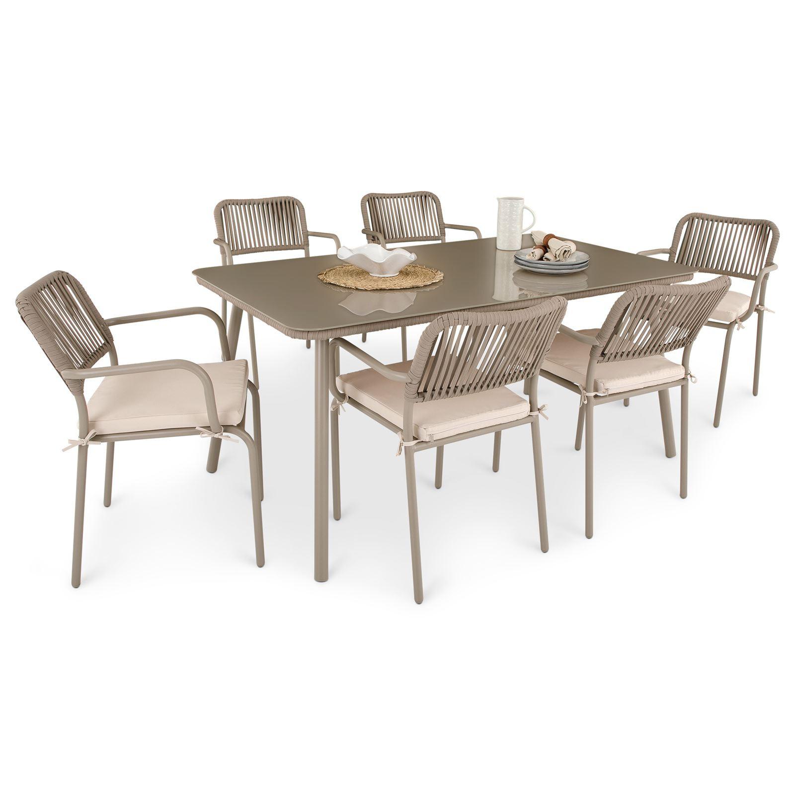 GARTENMÖBEL SET VOLONTE 7er Set braun, champagne - Braun, Glas/Metall - IDIMEX