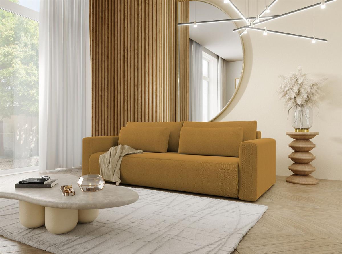 SOFA Schlafsofa Chaira - Currygelb, Holzwerkstoff/Textil (238/85/103cm) - Fun Möbel