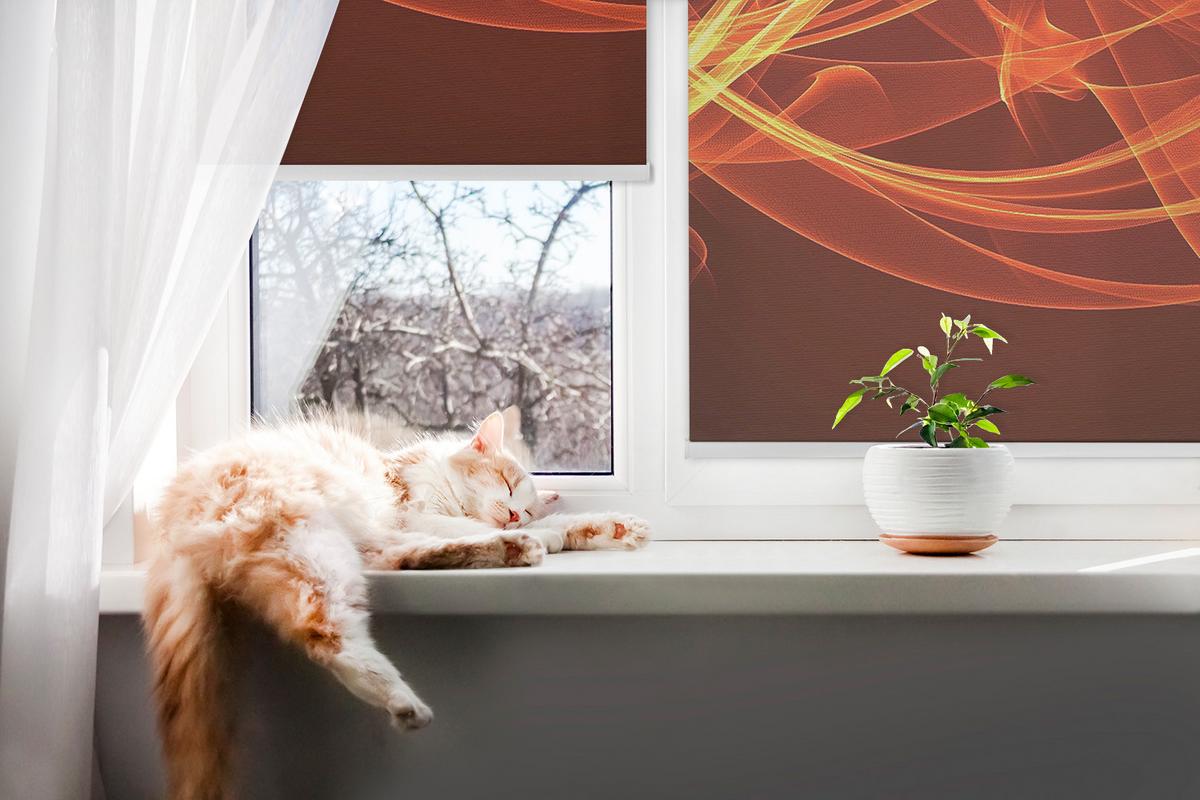 INNENROLLO - Fensterrollo - Rollo - 100x100 cm - Orange Abstraktion - Orange, Kunststoff (100/100/0.5cm) - TULUP