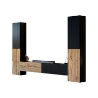 WOHNWAND Capital II - Eiche Wotan/Schwarz, Holzwerkstoff (200/31/30cm) - MIRJAN24