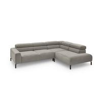 ECKSOFA MIT MOTORISCHEM SITZVORZUG DELIA Grau Cord Relaxfunktion - Schwarz/Grau, Textil/Metall (276/219cm) - KAWOLA
