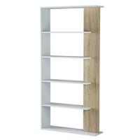 REGAL Lugo Weiß/Eiche 5 Fächer - Weiß, Holzwerkstoff (90/180/25cm) - VS Venta-stock
