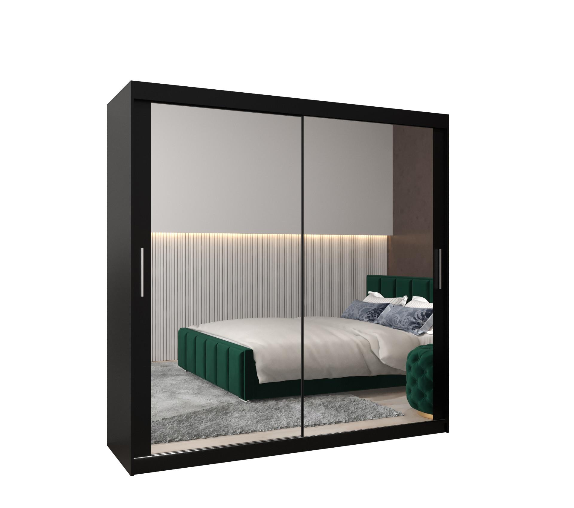 SCHWEBETÜRENSCHRANK 200/200/62 2-türig - Silberfarben/Schwarz, Holz/Kunststoff (200/200/62cm) - MÖBEL KRYSPOL