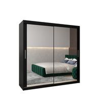 SCHWEBETÜRENSCHRANK 200/200/62 2-türig - Silberfarben/Schwarz, Holz/Kunststoff (200/200/62cm) - MÖBEL KRYSPOL