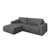 ECKSOFA mit Schlaffunktion Ottomane Links BERY-L 276x193x88 Dunkelgrau Cord - Dunkelgrau/Schwarz, Holzwerkstoff/Kunststoff (276/193cm) - ALTDECOR
